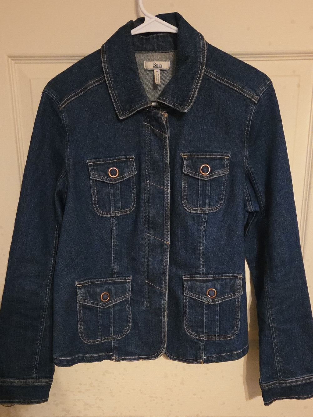 Bass Dark Blue Denim Jacket with Copper-Tone Ring Buttons